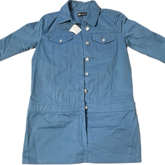Zara NEW with tags women’s denim utility mini dress. Size M - Picture 1 of 5